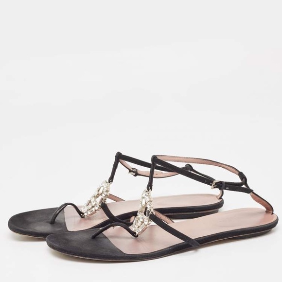 Gucci Suede Crystal GG Thong Sandal - Picture 13 of 14
